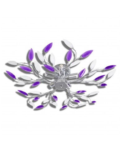 Plafonnier avec bras en acrylique Violet et blanc 5ampoules E14