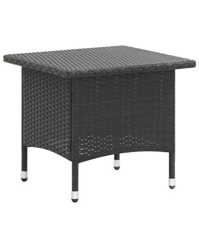 Table à thé Noir 50x50x47 cm Résine tressée