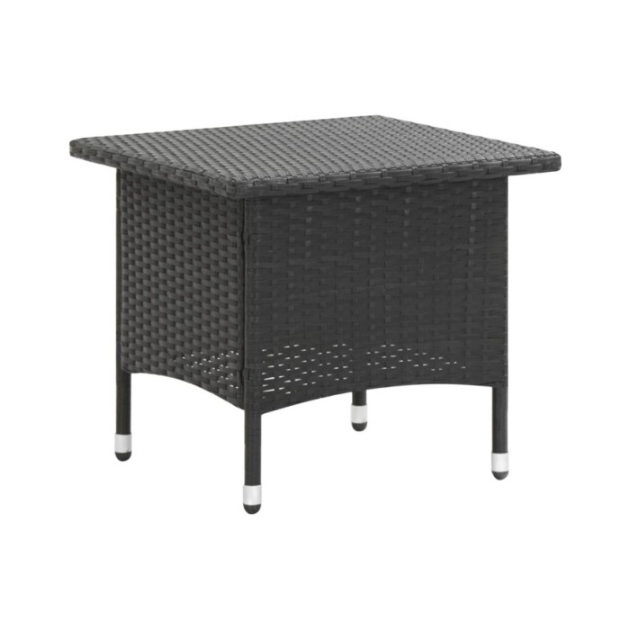 Table à thé Noir 50x50x47 cm Résine tressée