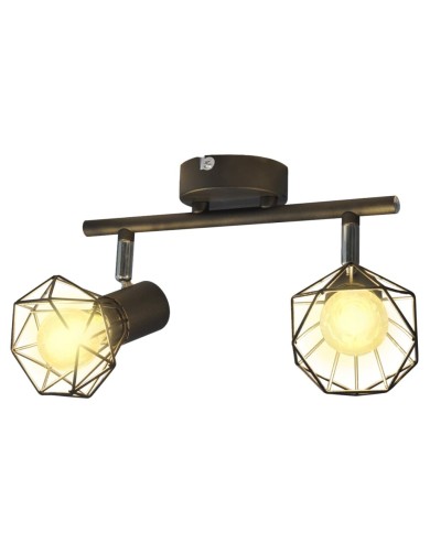 Projecteur Style industriel Noir avec 2 ampoules à filament LED
