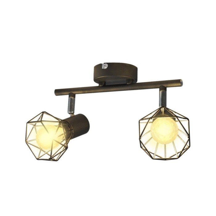 Projecteur Style industriel Noir avec 2 ampoules à filament LED