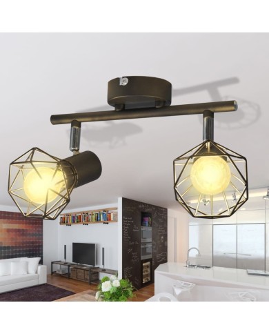 Projecteur Style industriel Noir avec 2 ampoules à filament LED