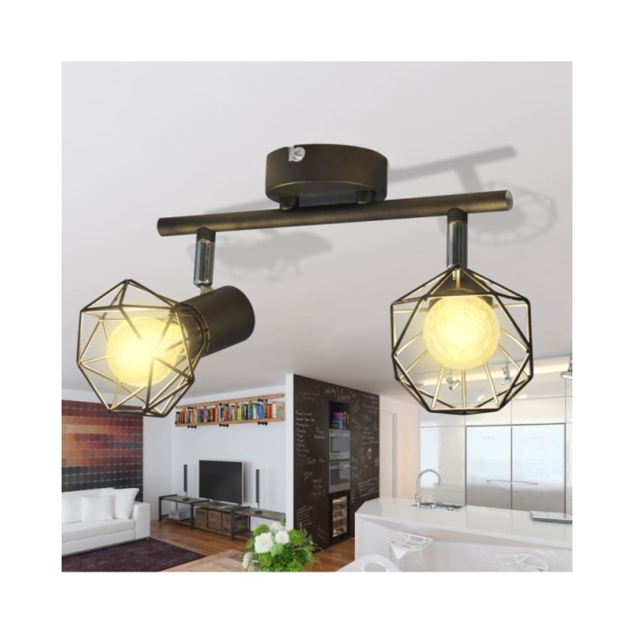 Projecteur Style industriel Noir avec 2 ampoules à filament LED