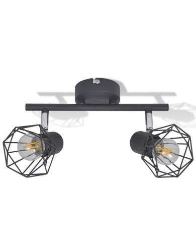 Projecteur Style industriel Noir avec 2 ampoules à filament LED