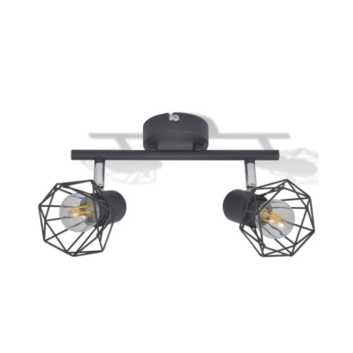 Projecteur Style industriel Noir avec 2 ampoules à filament LED