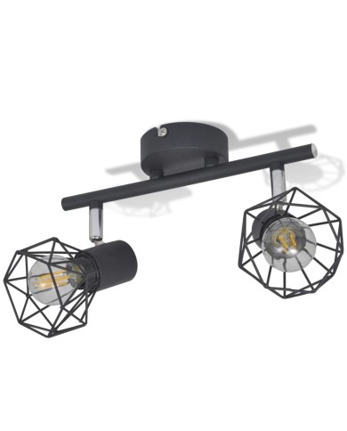 Projecteur Style industriel Noir avec 2 ampoules à filament LED