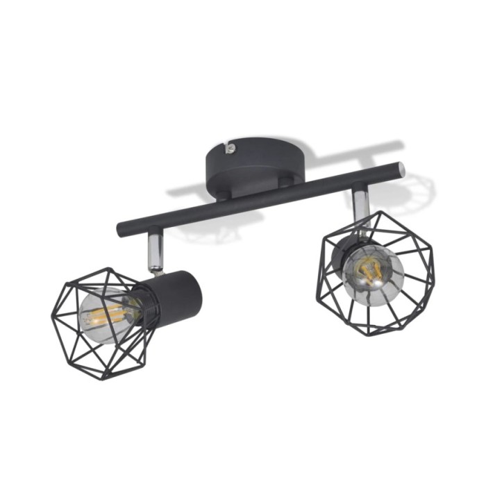 Projecteur Style industriel Noir avec 2 ampoules à filament LED