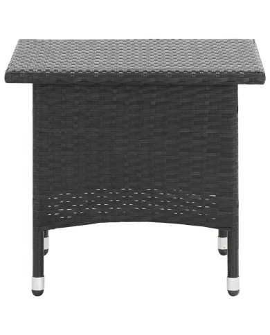 Table à thé Noir 50x50x47 cm Résine tressée
