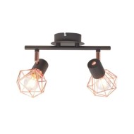 Plafonnier avec 2 projecteurs E14 Noir et cuivre