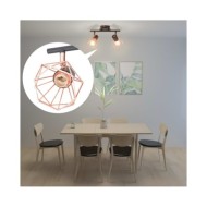 Plafonnier avec 2 projecteurs E14 Noir et cuivre