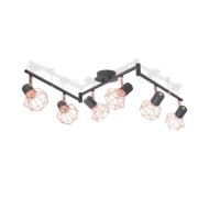 Plafonnier avec 6 projecteurs E14 Noir et cuivre 