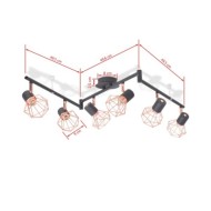 Plafonnier avec 6 projecteurs E14 Noir et cuivre 