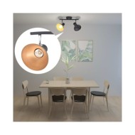 Plafonnier pour 2 ampoules E27 Noir et doré