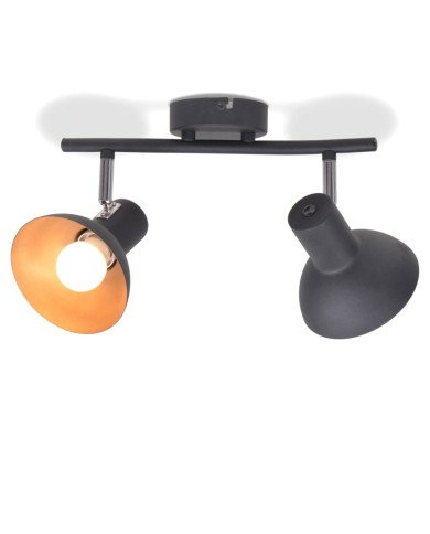 Plafonnier pour 2 ampoules E27 Noir et doré