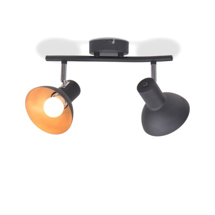 Plafonnier pour 2 ampoules E27 Noir et doré