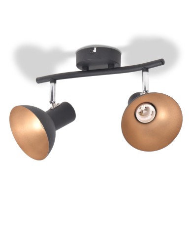 Plafonnier pour 2 ampoules E27 Noir et doré