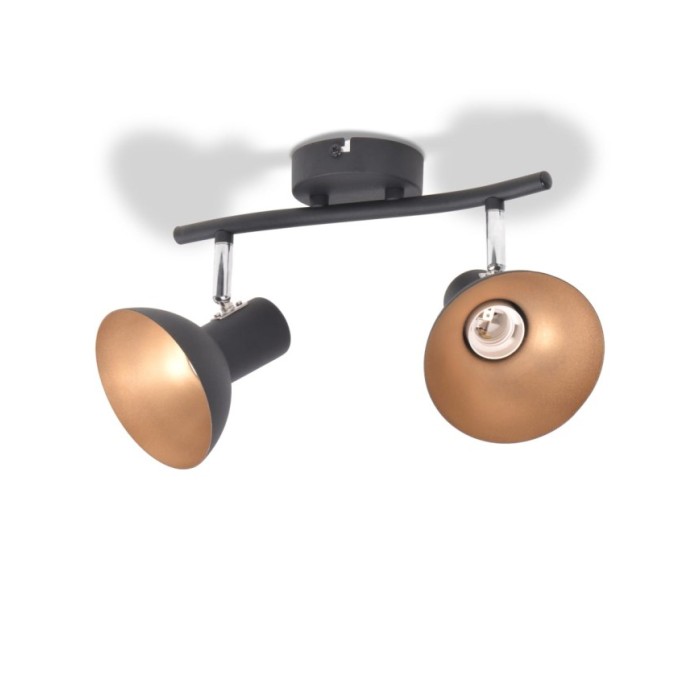 Plafonnier pour 2 ampoules E27 Noir et doré