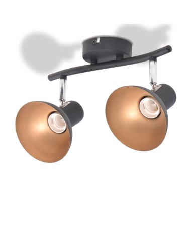 Plafonnier pour 2 ampoules E27 Noir et doré