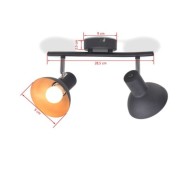 Plafonnier pour 2 ampoules E27 Noir et doré