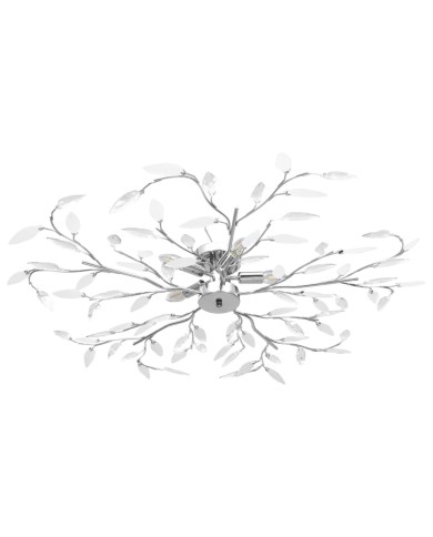 Plafonnier à bras feuille en cristal acrylique 5 ampoules E14