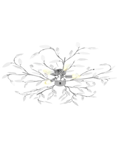 Plafonnier à bras feuille en cristal acrylique 5 ampoules E14