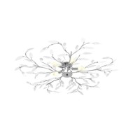 Plafonnier à bras feuille en cristal acrylique 5 ampoules E14