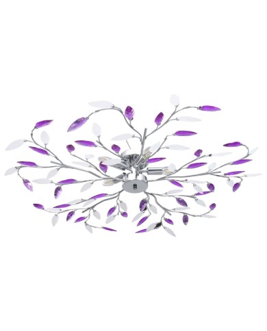 Plafonnier à bras feuille en cristal acrylique 5 ampoules E14 