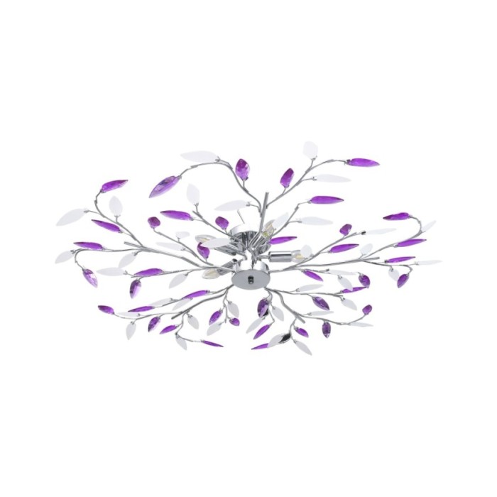 Plafonnier à bras feuille en cristal acrylique 5 ampoules E14 