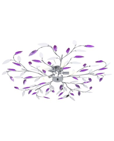 Plafonnier à bras feuille en cristal acrylique 5 ampoules E14 