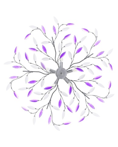 Plafonnier à bras feuille en cristal acrylique 5 ampoules E14 