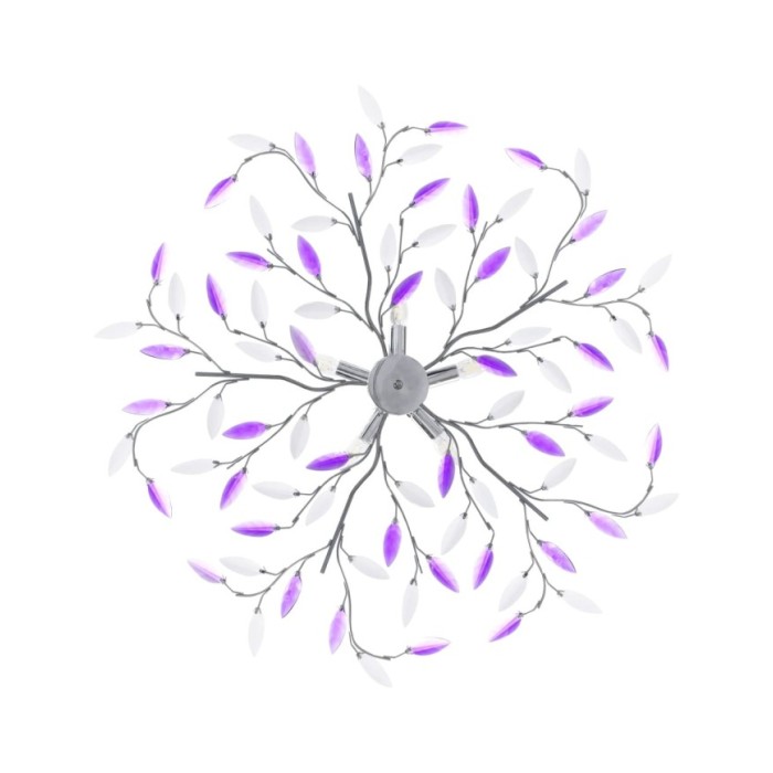 Plafonnier à bras feuille en cristal acrylique 5 ampoules E14 