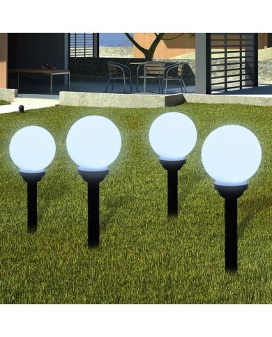 Lampes d'allée à LED 4 pcs 15 cm avec piquet de sol