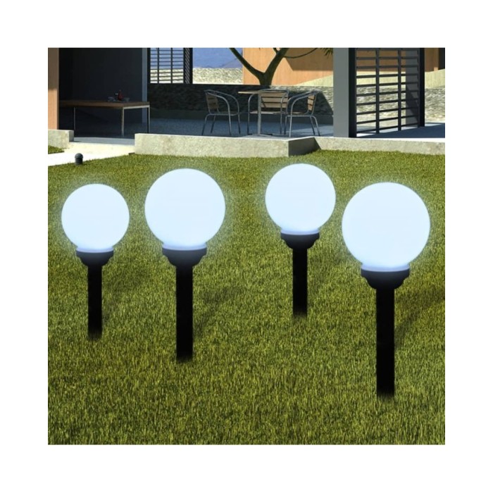 Lampes d'allée à LED 4 pcs 15 cm avec piquet de sol