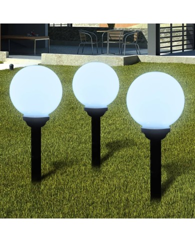 Lampes d'allée à LED 3 pcs 20 cm avec piquet de sol