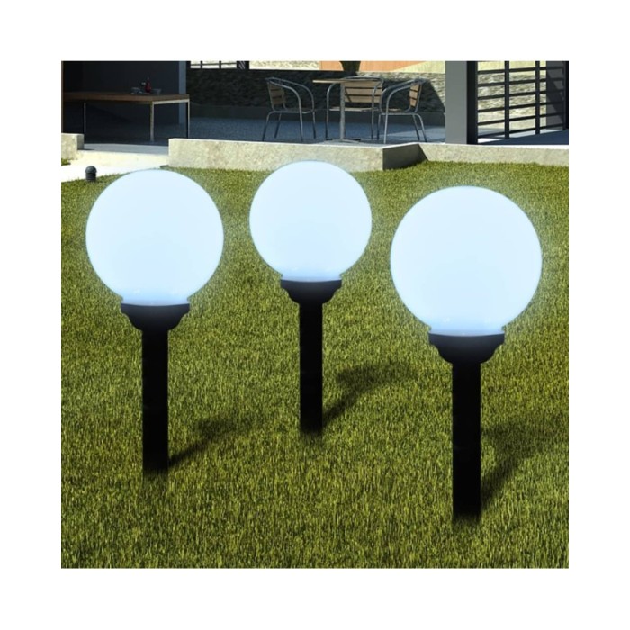 Lampes d'allée à LED 3 pcs 20 cm avec piquet de sol