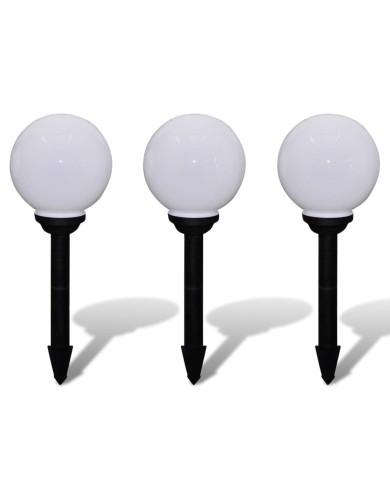 Lampes d'allée à LED 3 pcs 20 cm avec piquet de sol