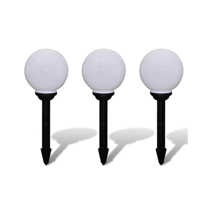 Lampes d'allée à LED 3 pcs 20 cm avec piquet de sol