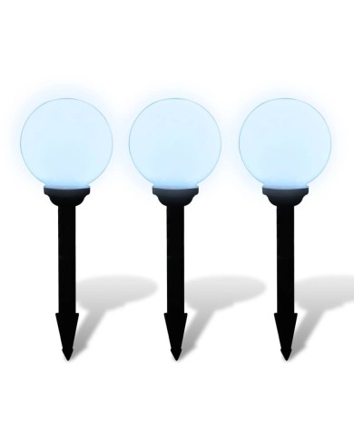 Lampes d'allée à LED 3 pcs 20 cm avec piquet de sol