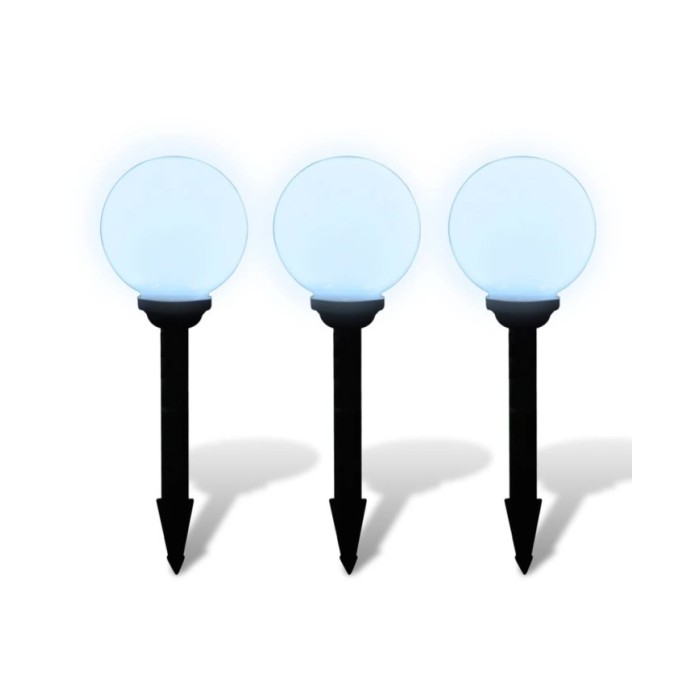 Lampes d'allée à LED 3 pcs 20 cm avec piquet de sol