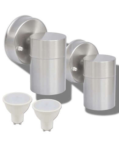 Applique murale LED d'extérieur 2 pcs Acier inoxydable vers le bas