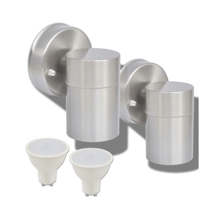 Applique murale LED d'extérieur 2 pcs Acier inoxydable vers le bas