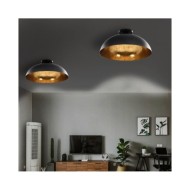 2 pcs Plafonniers Noir et doré Semi-sphérique E27