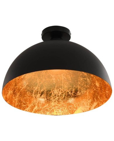 2 pcs Plafonniers Noir et doré Semi-sphérique E27