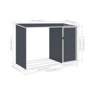 Abri à bois de jardin Anthracite 245x98x159 cm Acier galvanisé
