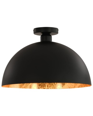 2 pcs Plafonniers Noir et doré Semi-sphérique E27