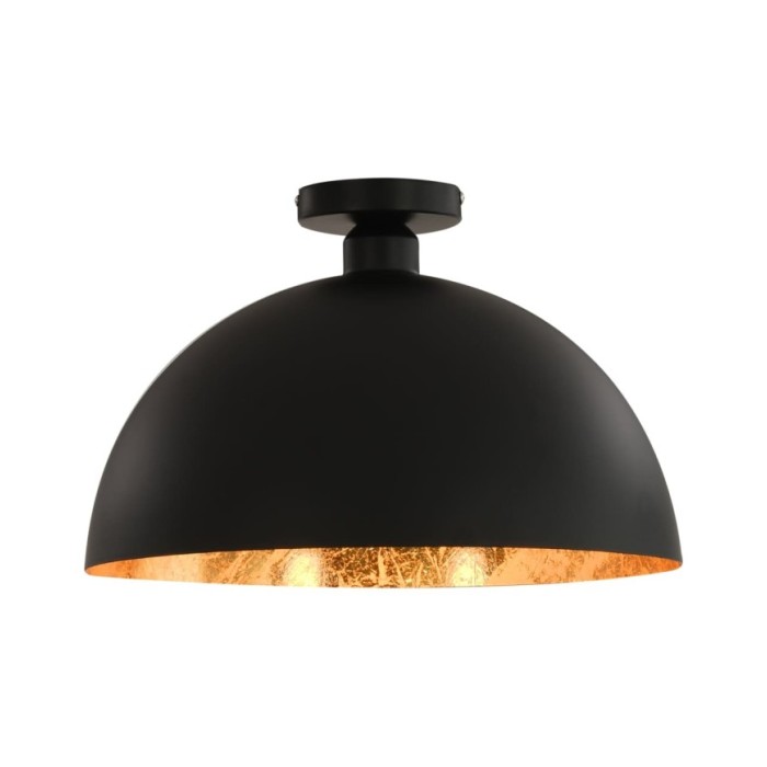 2 pcs Plafonniers Noir et doré Semi-sphérique E27