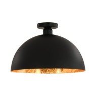 2 pcs Plafonniers Noir et doré Semi-sphérique E27