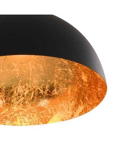 2 pcs Plafonniers Noir et doré Semi-sphérique E27