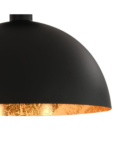 2 pcs Plafonniers Noir et doré Semi-sphérique E27