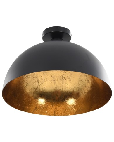 2 pcs Plafonniers Noir et doré Semi-sphérique E27
